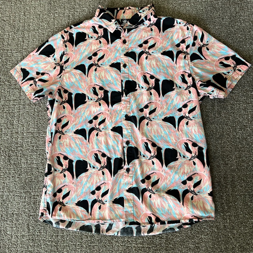 Neff Pink Flamingo Sunglasses Button-Down Casual Short Sleeve Men’s Large